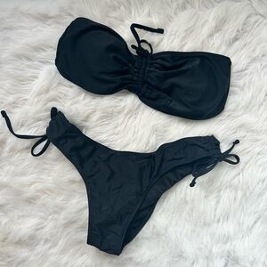 Black Bandeau Tie-Side Bikini Set